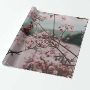 Roze bloemen cadeaupapier