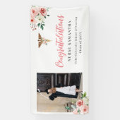 Roze Bloemen Caduseus Gefeliciteerd Verpleegkundig Spandoek (Verticaal)