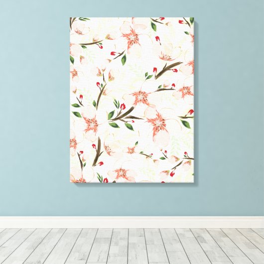 Roze bloemen canvas afdruk (Insitu (Houten vloer))