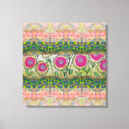 Roze bloemen canvas afdruk