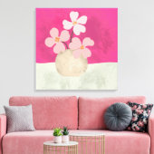 Roze bloemen canvas afdruk (Insitu (Woonkamer))