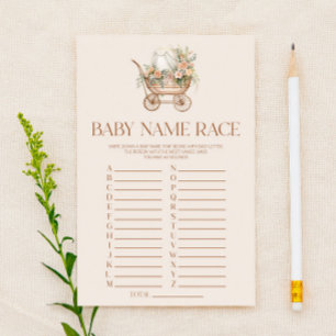 Roze Bloemen Carriage Naam Race Baby shower spel