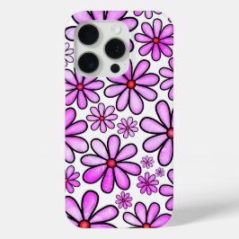 Roze bloemen iPhone 15 pro case
