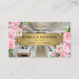 Roze Bloemen Catering Bankethal Visitekaartje