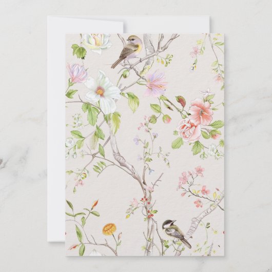 Roze Bloemen Chinoiserie Baby shower Kaart (Achterkant)