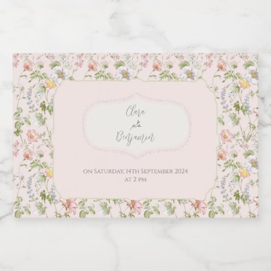 Roze Bloemen Chinoiserie Bruiloft Sparkling Wijnetiket (Enkel label)