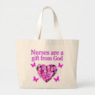 ROZE BLOEMEN CHRISTELIJK VERPLEEGKUNDIGE ONTWERP GROTE TOTE BAG