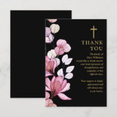 Roze Bloemen Christelijke Viering van het Leven Be Bedankkaart (Voorkant / Achterkant)
