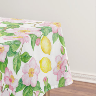 Roze Bloemen Citroenen Patroon Tafelkleed