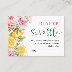 Roze Bloemen Citrus Baby shower Luier Raffle Informatiekaartje