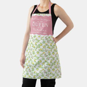 Roze Bloemen Citrus Koningin van de Keuken Schort