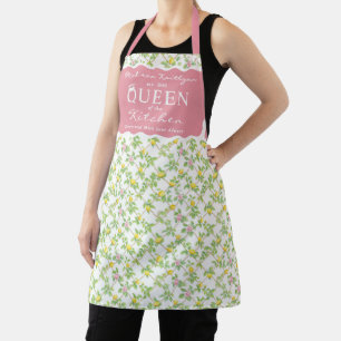 Roze Bloemen Citrus Koningin van de Keuken Schort