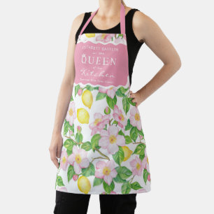 Roze Bloemen Citrus Koningin van de Keuken Schort