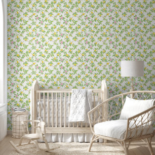 Roze Bloemen Citrus Patroon Behang