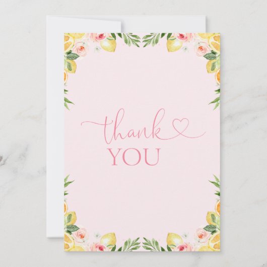 Roze Bloemen Citrus Verjaardag Dank u kaart (Achterkant)
