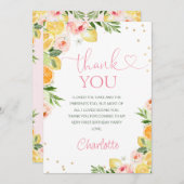 Roze Bloemen Citrus Verjaardag Dank u kaart (Voorkant / Achterkant)