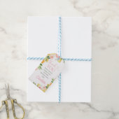 Roze Bloemen Citrus Verjaardag Dank u Label Cadeaulabel (Met Touw)