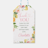 Roze Bloemen Citrus Verjaardag Dank u Label Cadeaulabel (Voorkant)