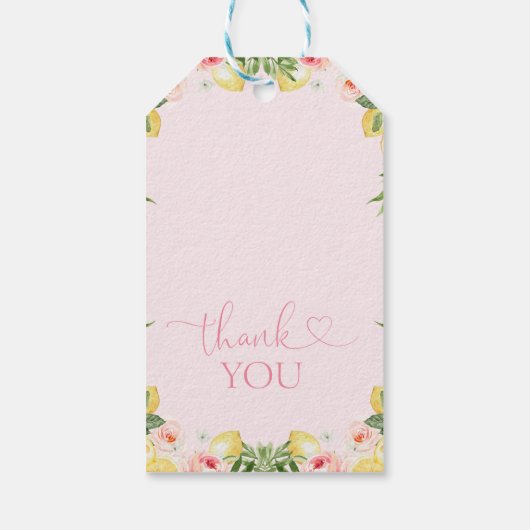 Roze Bloemen Citrus Verjaardag Dank u Label Cadeaulabel (Achterkant)