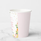 Roze Bloemen Citrus Ze is een lief een 1e verjaard Papieren Bekers (Links)