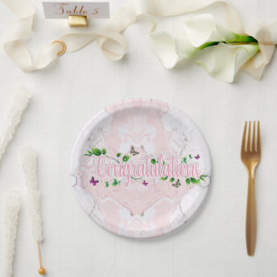 Roze bloemen Congratulations tekst Papieren bord