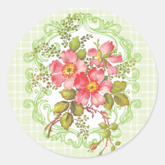 Roze Bloemen Cottage Droom Ronde Sticker