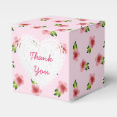 Roze bloemen Cupcake Box Bedankdoosjes (Voorkant Zijde)