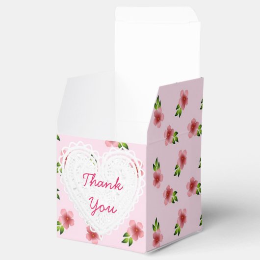 Roze bloemen Cupcake Box Bedankdoosjes (Geopend)