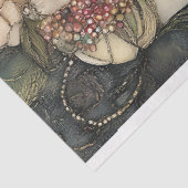 Roze Bloemen Dame met Borduurwerk Decoupage Tissuepapier (Detail)