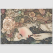 Roze Bloemen Dame met Borduurwerk Decoupage Tissuepapier (Voorkant)