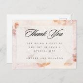  roze bloemen dank u briefkaart (Voorkant / Achterkant)