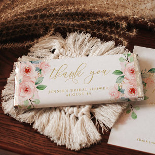 Roze Bloemen Dank u Snoep Bar Favor Wrapper