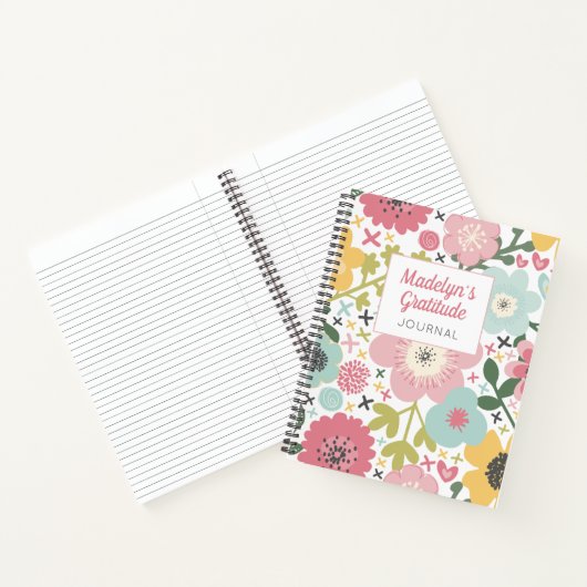 Roze Bloemen Dankbaarheid Dagboek Notitieboek (Binnen)