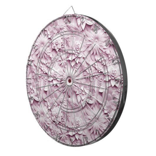 Roze Bloemen Dartboard Dartbord (Voorkant Rechts)