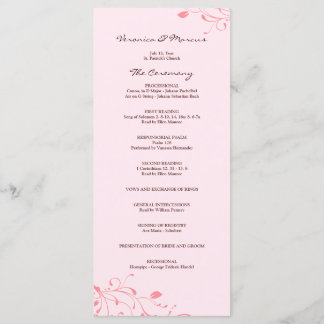 Roze Bloemen Decal Wedding Programma