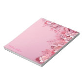 Roze bloemen decoratie met roze achtergrond notitieblok (Gedraaid)