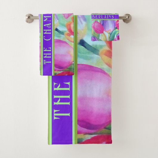 ROZE Bloemen Decoratief. Tekst Bad Handdoek (Insitu)