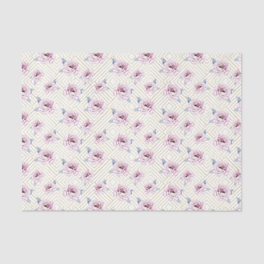 Roze Bloemen (Design 76 Pink Series) Tissuepapier (Voorkant)