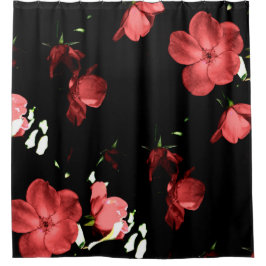 Roze bloemen douchegordijn