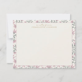 Roze bloemen | Een briefje van, platte briefkaart