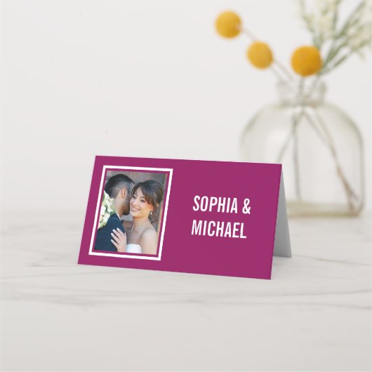 Roze Bloemen Eenvoudige Fotobruiloft (Achterkant)