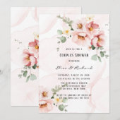 Roze Bloemen Elegant Eucalyptus Couples Douche Kaart (Voorkant / Achterkant)