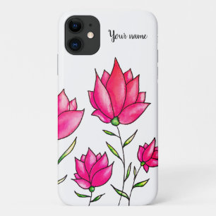 Roze bloemen Elegant Floral Name iPhone 11 Hoesje