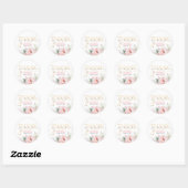 Roze Bloemen Elegant Groen en Goud Dank U Ronde Sticker (Vel)