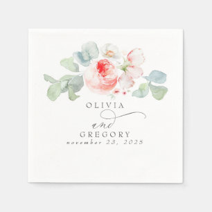 Roze bloemen Elegant Romantic Wedding Servet