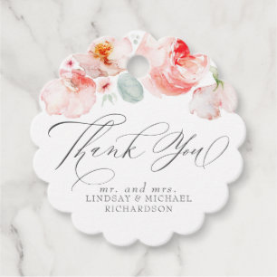 Roze Bloemen Elegant Schattig Dank Je Bedankjes Labels