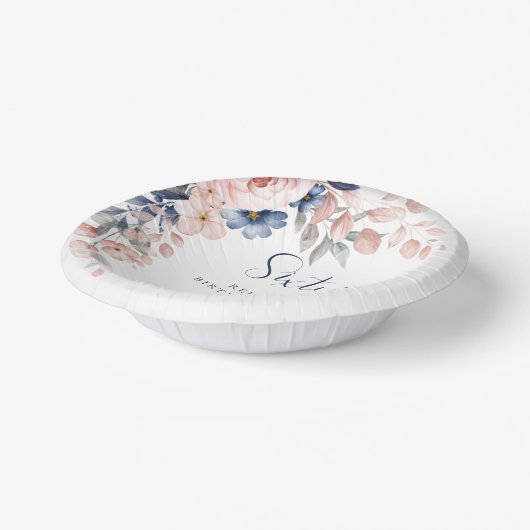 Roze Bloemen Elegant Script 60e Verjaardag Papieren Kommen (Gebogen)