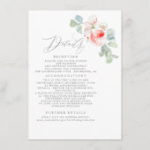Roze bloemen Elegant Weddenschap Informatie Informatiekaartje (Voorkant)