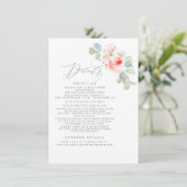 Roze bloemen Elegant Weddenschap Informatie Informatiekaartje (Staand voorkant)