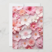 Roze bloemen elegante bruiloft kaart (Achterkant)